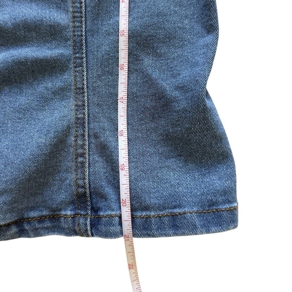 Vigoss Juniors Denim Vest Size L Blue Button Front Sleeveless Jean Top Y2K Indie - Picture 7 of 8